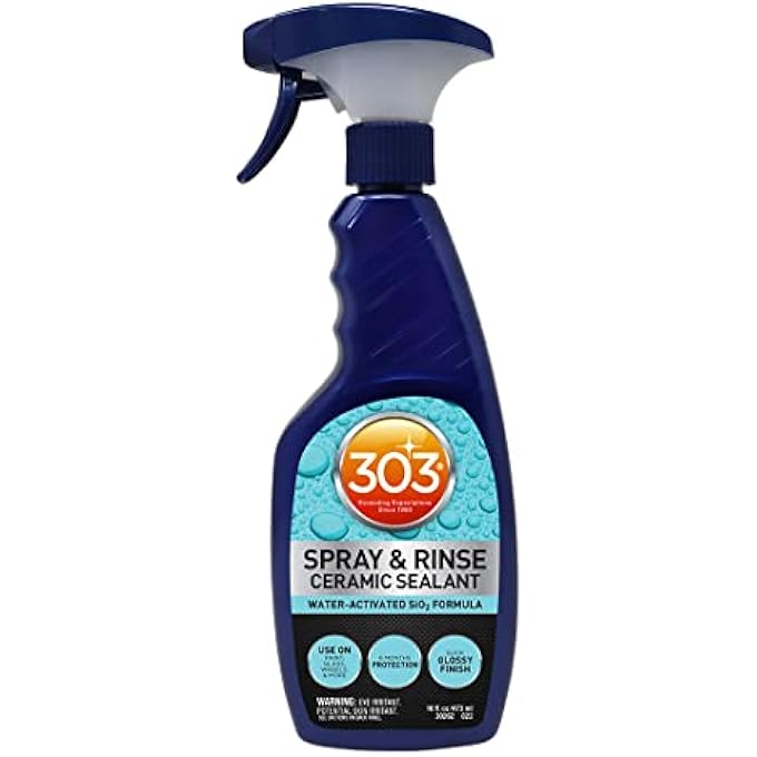 303 SPRAY & RINSE CERAMIC SEALANT  QUICK CERAMIC COATING  WATER-ACTIVATED SIO2 FORMULA  6 MONTHS OF PROTECTION  WATER REPELLENT CERAMIC SPRAY  EASY TO USE  16 OZ (PACK OF 1) (30262) - Image 1
